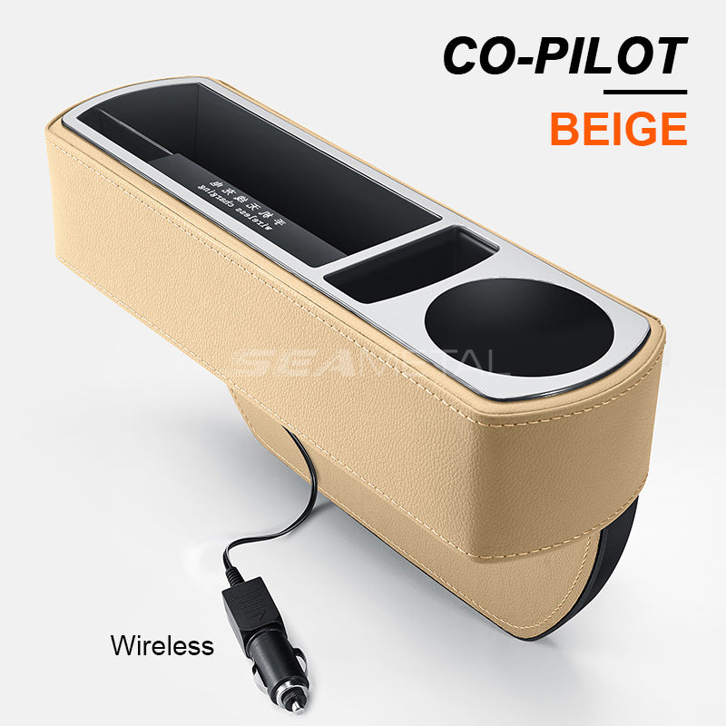 Newest Car Storage Box with Charger Cable Car Seat Gap Storage Box with  Cable for IOS/Android/Type C Dual USB Port Auto Stowing Tidying Car