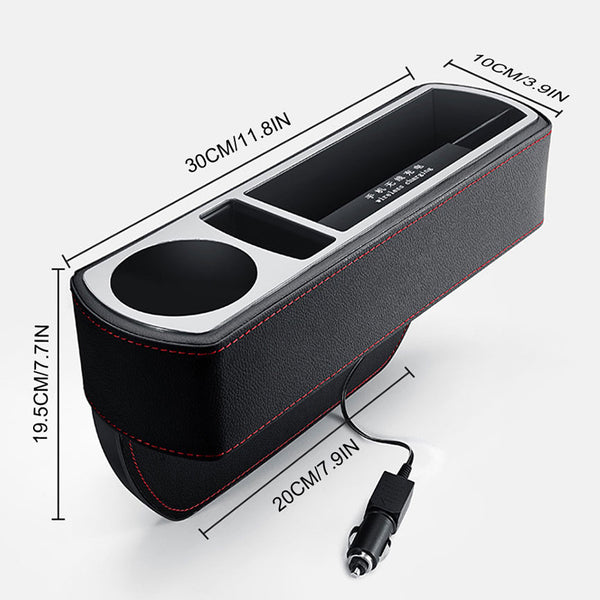 Newest Car Storage Box with Charger Cable Car Seat Gap Storage Box with  Cable for IOS/Android/Type C Dual USB Port Auto Stowing Tidying Car  Accessories