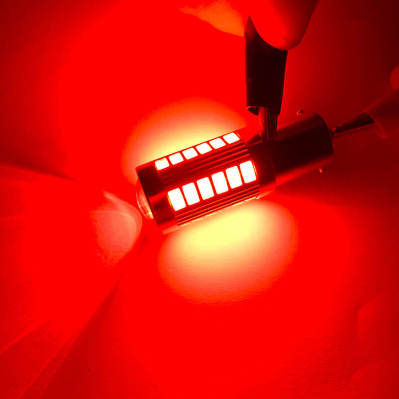 2pcs Red 1157 BAY15D P21/5W Strobe Flash Light Brake Blink LED Tail Reverse  Bulb 