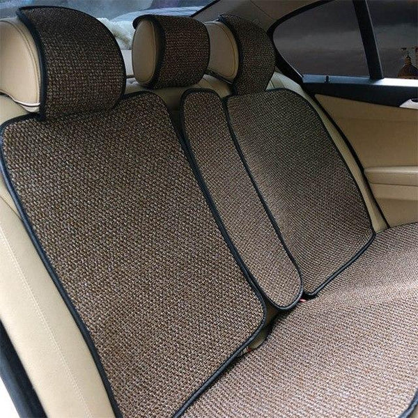 Linen Fabric Car Seat Cushion Ventilated Protector Cover - Blue / 2 Pieces