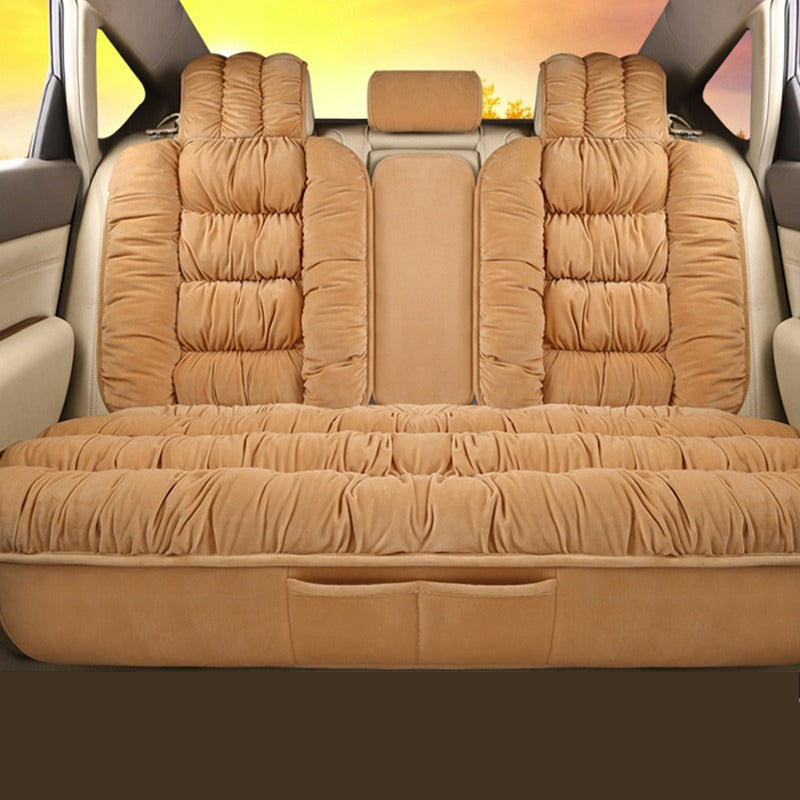 Winter Car Seat Cover Soft Warm Plush Car Seat Cushions Universal - Beige /  Rear Seat