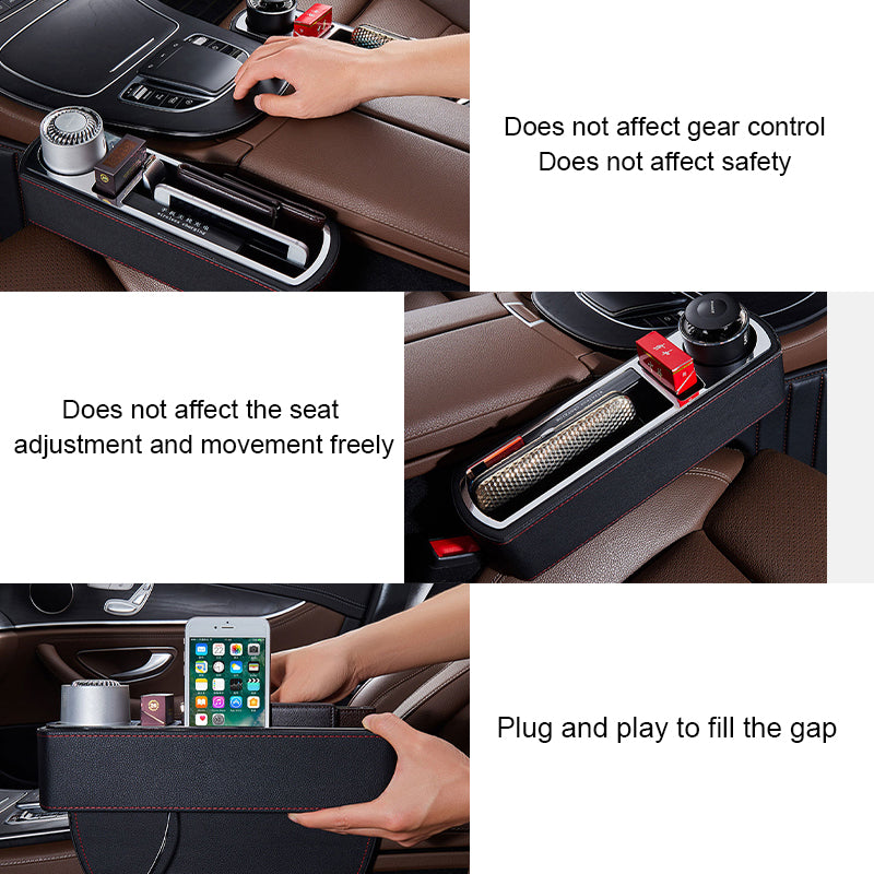 Car Seat Gap Filling Wireless Charging Storage Box Multifunctional Car  Organizer with USB Chargers PU Leather