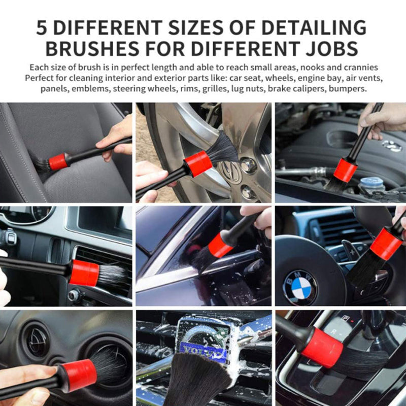 5x Car Cleaning Brushes For Car Interior Gap Rims Dashboard Wheel Air Vent  Trim