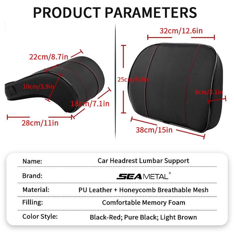 PU Leather Adjustable Back Lumbar Support Pad Pillow Back Cushion