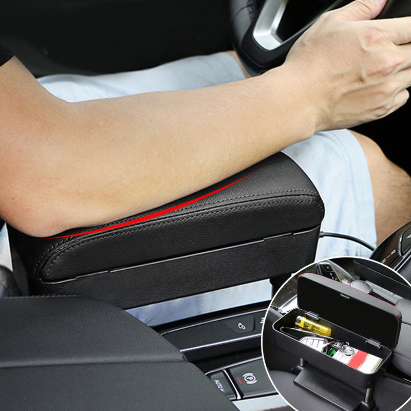 Cozy Adjustable Car SUV Seat Console Box Arm Rest Armrest Black PU Leather  Right