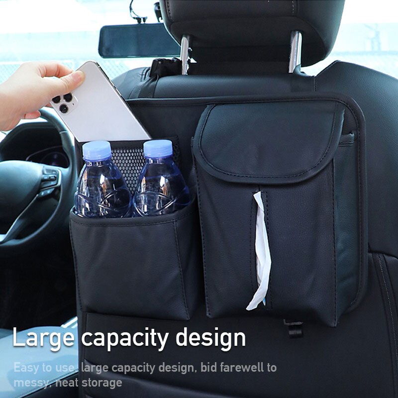 PU Leather Car Seat Back Storage Bag Multi Pocket Phone Cup Holder Org –  SEAMETAL