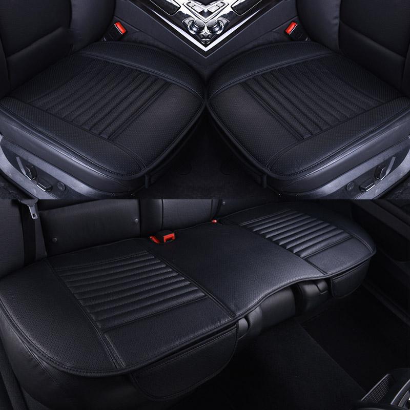 Leather Seat Cushions Custom Fit Driver Seat Protector Pads Full Black Auto Interior Decor Accessories SEAMETAL