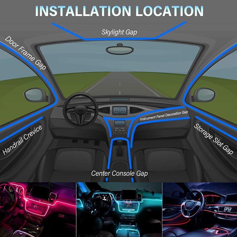 YAOBLUESEA 12V Striscia LED per Interni Auto 6M Luci Abitacolo Ambientali  Illuminazione 5050 RGB al Neon Lampade Impermeabili con APP : :  Auto e Moto
