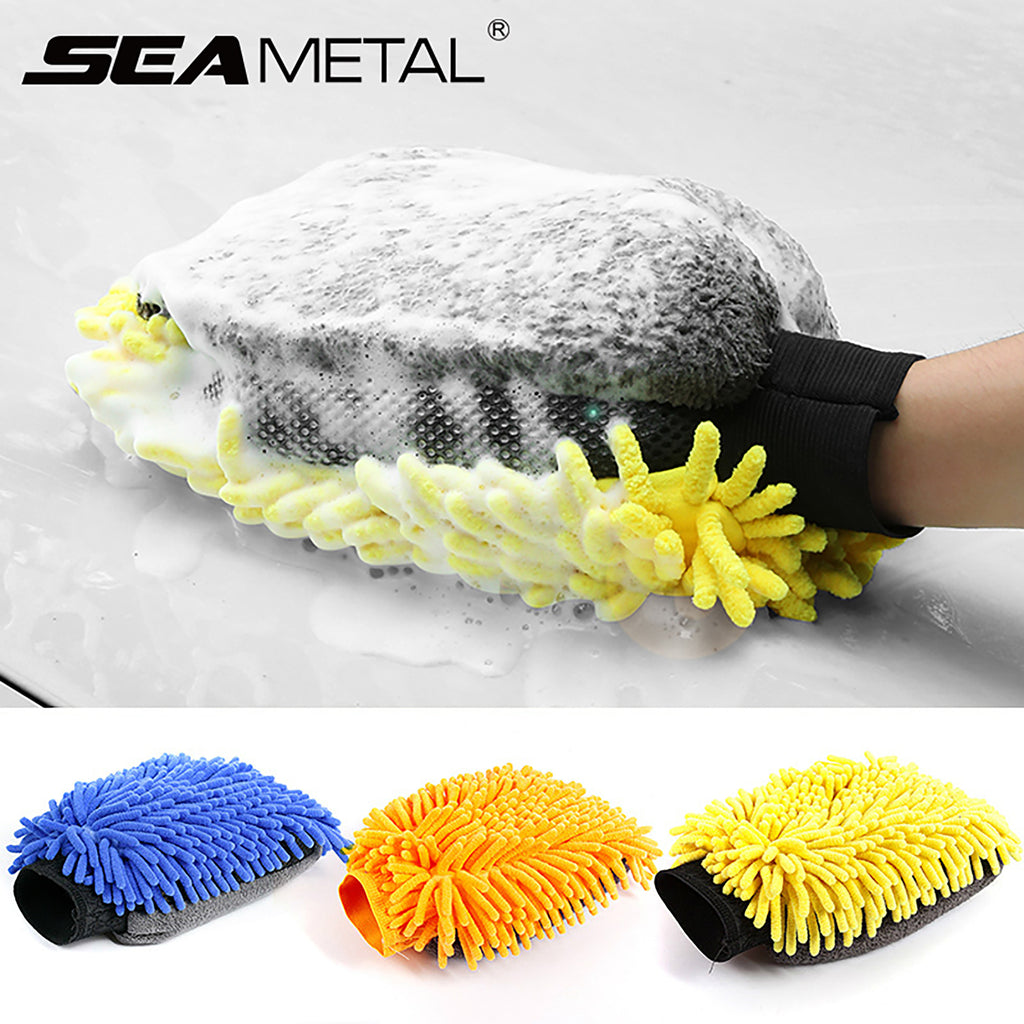 Car Wash Microfiber Chenille Gloves - Waterproof lining - Premium