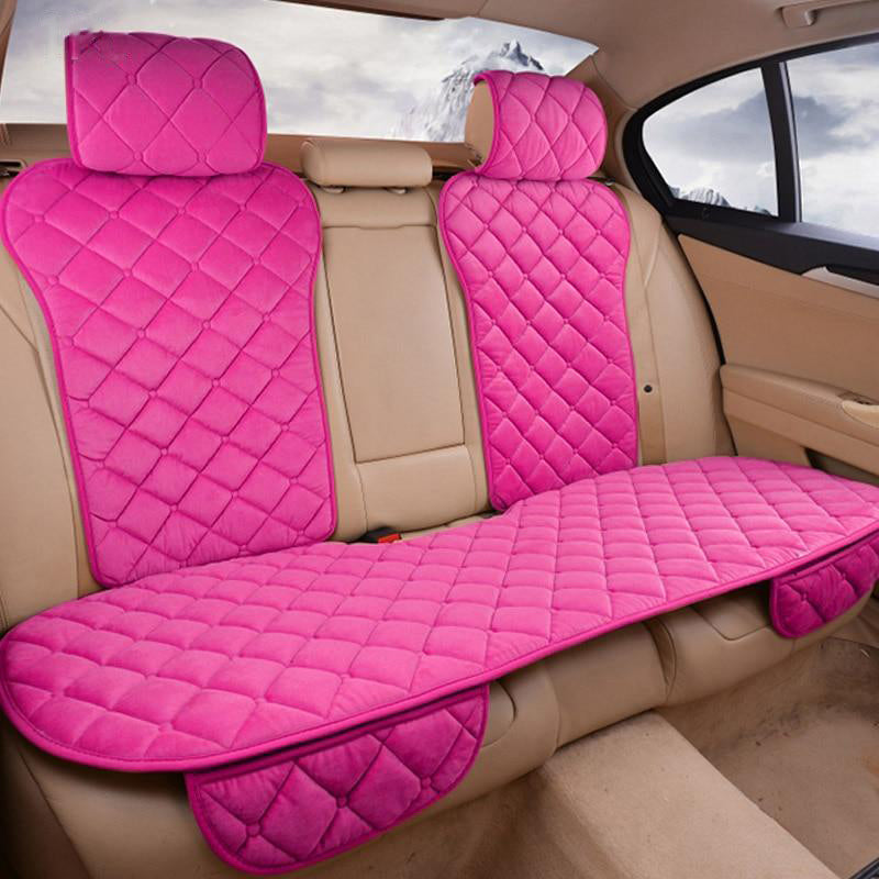 2pcs/set Front Row Rose-color Plush Car Seat Cushion