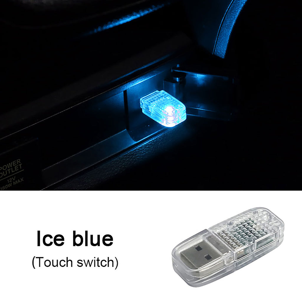 2Pcs Mini USB LED Car Light RGB Auto Atmosphere Lamp Emergency Lighting  Universal PC Portable Plug and Play Red/Blue/White