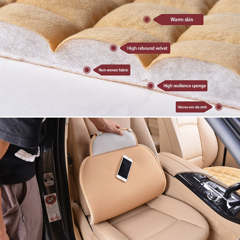 2PCS Car Seat Cushion,[Autumn Winter Car Essentials] Soft Plush Car Seat  Covers with Storage Pocket for Comfortable Driving,Universal Car Interior