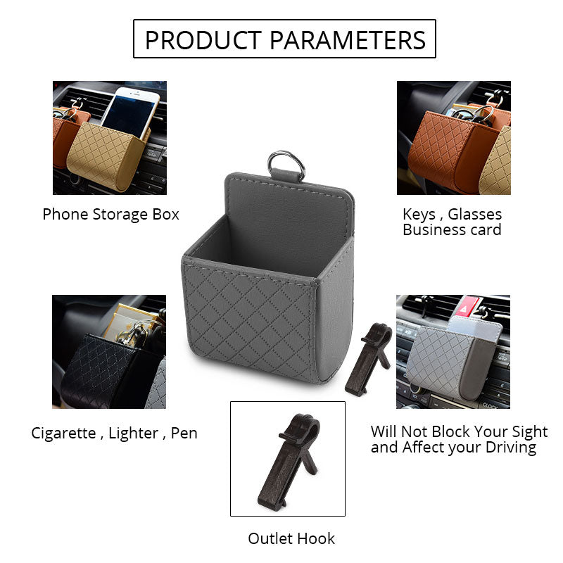 1pc Pu Leather Car Seat Organizer Hanging Bag With Phone Holder, Car Air  Vent Storage Box